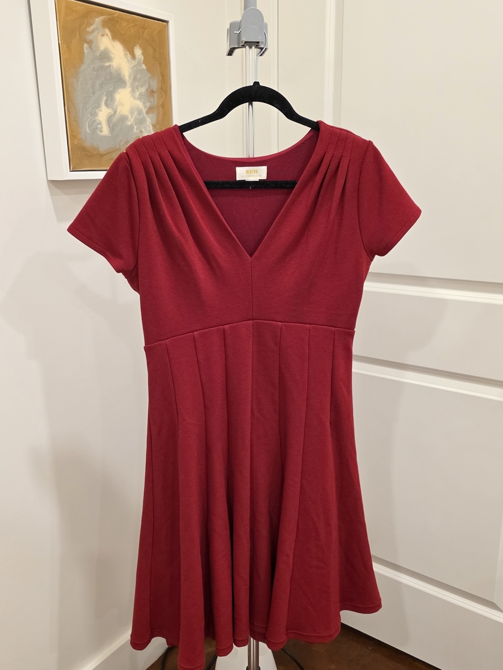 New Maeve Lincoln Center Dress Size Medium Red Fit & Flare Anthropologie - Picture 2 of 4